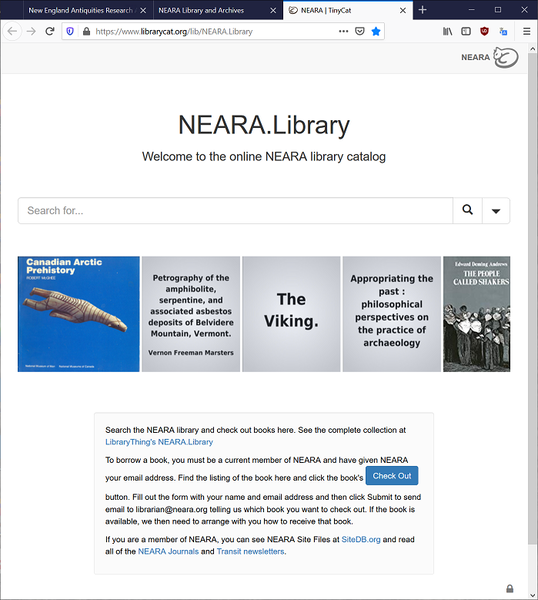 a screenshot of the online NEARA Library catalog