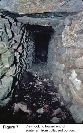 View looking toward end of souterrain from collapsed portion.